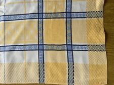 Vintage Cotton Tablecloth Woven Yellow Blue White Check Square 50” x 52” picture