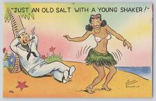 Postcard WWII Military Comic Eric Ericson Old Salt & Young Shaker Risque Navy picture