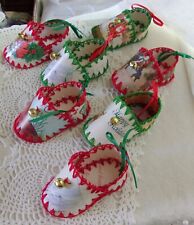 Lot 7 Vtg Christmas Greeting Card SHOE NUT CUP CANDY HOLDERS Handcrafted Crochet picture