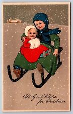 PFB Marie Flatscher Christmas~Sister Holds Lil Sis @ Sled~Snowfall~Fur Muff~6211 picture