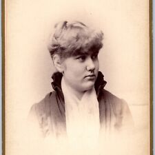c1880s Rockford, IL Cute Girl Weird Hair Style Cabinet Card Photo Atchley B16 picture