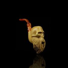 Bearded Skull Pipe By Handmade Block Meerschaum-NEW W CASE#1844 picture