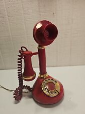 Vintage Retro Deco-Tel Candlestick Telephone Rotary Dial Phone Red  picture