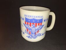 Glasbake Coffee Mug Vintage White Milk Glass Bicentennial 1776-1976 Eagle EUC picture