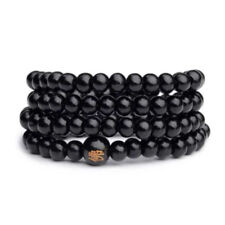 Stretch Wrap Mala Bracelet 108 6mm Buddha Bead Black Wood Buddhist Prayer Beads picture