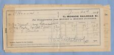 VINTAGE MONSON MAINE RAILROAD MONSON JCT to MONSON B & A RR TRANS BILL 1899 2 pc picture