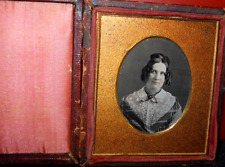 1/6th size Daguerreotype of pretty young lady in full case split at hinge picture
