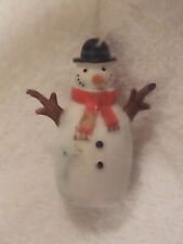 Vintage Hand-painted Wooden Snowman Ornament (Rare) picture