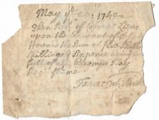 1742 Pompton NJ Handwritten Receipt Lines Gilbert Colonial New Jersey Bergen picture