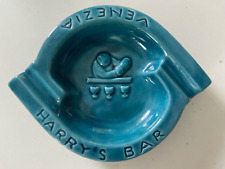 Vintage Harry's Bar Venezia Italy Ceramic Ashtray Light Blue Teal picture