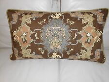 SCALAMANDRE fabric Large pillow Ning Po printed cotton multi on brown custom ONE picture