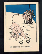 Mint WW2 England  Patriotic Postcard British Lion Eating Hitler picture