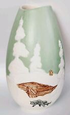 Vintage Hand Painted Ceramic Vase Seward Alaska/ Wolfe/ Snow/ Signed picture
