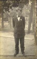 RPPC real photo man standing ~ Mr Oscar Atteberry ~ 1904-1918 picture