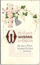 1911 With All Good Wishes For Eater Pink & White Flowers Posted Postcard picture