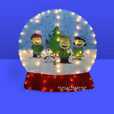 3' LED TINSEL PEANUTS GANG IN SNOW GLOBE CHRISTMAS YARD /INDOOR SCULPTURE SCENE picture