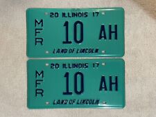 ILLINOIS PAIR OF LICENSE PLATES MANUFACTURER MFR 10 AH 2017 picture