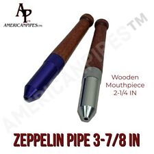 American Pipes™️ 2 Pcs Aluminum + Wood Zeppelin Bullet tobacco Smoking Pipe picture