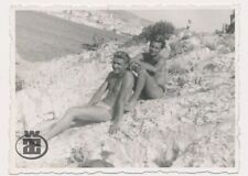 1959 Two Shirtless Men on Beach Guys Males Trunks Friends vintage photo 190 picture
