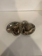 Vntg Victorian Style Silver Plated Tray Heart Shaped Grape Vines Godinger NICE picture