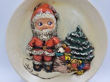 VTG 1980s Hand Painted Ceramic Santa Claus Christmas Tree Presents Wall Decor picture