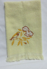 Vintage Cannon Fringed Hand Towel Yellow Cotton Flowers Birds picture