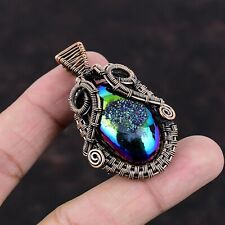 Titanium Druzy Pendant Copper Wrapped- Made by Real Witches in INDIA picture