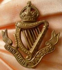 Connaught Rangers Cap Badge KC BRASS maker GAUNT Slider ANTIQUE  picture