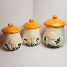 Arnel's Handmade Hand Painted Ceramic Mushroom Jar Canister Vintage Cottage Core picture
