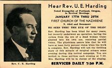 Vtg Advertising Flyer 1939 Rev. U. E. Harding Blind Evangelist Revival picture