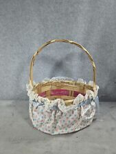 Vintage Floral Fabric Handled Wicker Basket 5