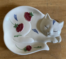 Lenox Chinastone POPPIES on Blue BARNYARD Kitten CAT Spoon Rest picture