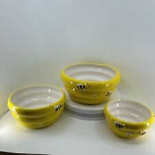 3 Avon Busy Bee Mixing Bows Bright Spring Yellow Honeybee Tier Tray Decor picture