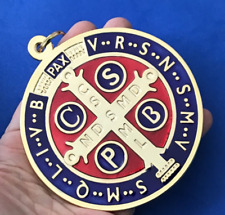 Huge St BENEDICT Medal Protection Excorism's Saint Medal 4” Enamel Wall Medal GP picture