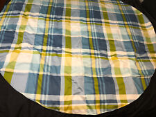 Vintage Round Cotton Tablecloth - Multicolor Plaid - 66