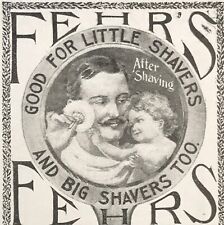 c1900s FEHR'S Talcum Baby Powder Vtg Print Ad~For Big&Little Shavers:Dad&Boy/Son picture