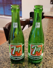 2 Vintage 7 up ACL Soda Pop Bottle  7 Oz Waterloo Iowa 2 Versions 2 of Lot picture