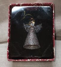 Stradivo Glass Christmas Angel Ornament Red Glitter Accents w/Box picture
