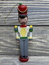 Vtg Christmas Ornament Kurt S Adler 1985 Wooden Toy Soldier Red Hat 5.5” picture