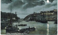 Clifton Suspension Bridge & Ferry Moonlight Night Bristol 1910 UK  picture