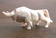 Vintage Charging Bull Figurine Sculpture Hand Carved Pink Marble Stone 12.3 oz. picture