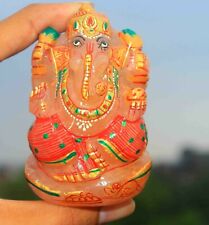 1317 Ct Gold Art Work Pink Jade God Ganesha Car Dashboard Decor Statue Hindu God picture