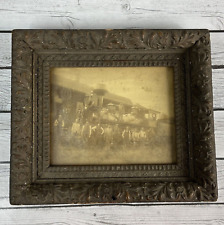 Antique Framed Pacific Express Train At Station With Crew Early 1900s Unique picture