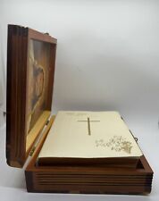 THE HOLY BIBLE Book in a Wood Box Memorial Edition Illustrated  Catholic 1958 picture