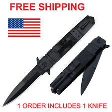 FOLDING KNIFE POCKET KNIFE SPRING OPEN ASSISTED TACTICAL STILETTO KNIFE picture
