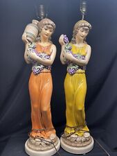 A Pair Of (2) Holland Mold Lady Figural 37” Tall Table Lamps Working Condition. picture