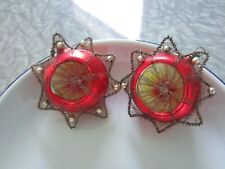 Antique Vintage WIRE WRAPPED STAR INDENT Glass Christmas Ornament Beads picture