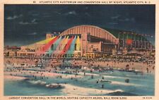 Postcard NJ Atlantic City Auditorium Convention Hall by Night 1936 PC H9890 picture