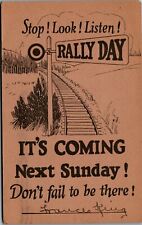 Vintage S School Rally Day Postcard Stop Look Listen Railroad Tracks 1920's  picture