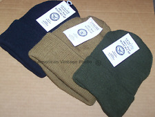 3 HAT USA Made 100% Wool Knit Cap Beanie Army Military Watch Black Coyote Green picture